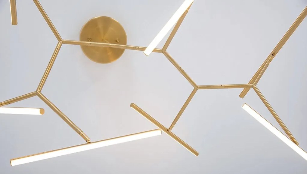 Lustra cu brate directionabile LED dimabil Parris auriu mat