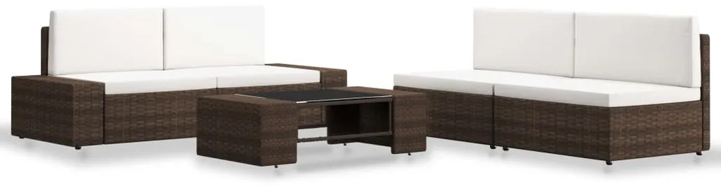 vidaXL Set mobilier de grădină, 5 piese, maro, poliratan