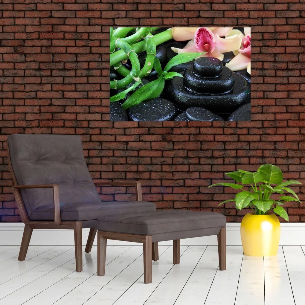 Tablou - Pietre și orhidee (90x60 cm)