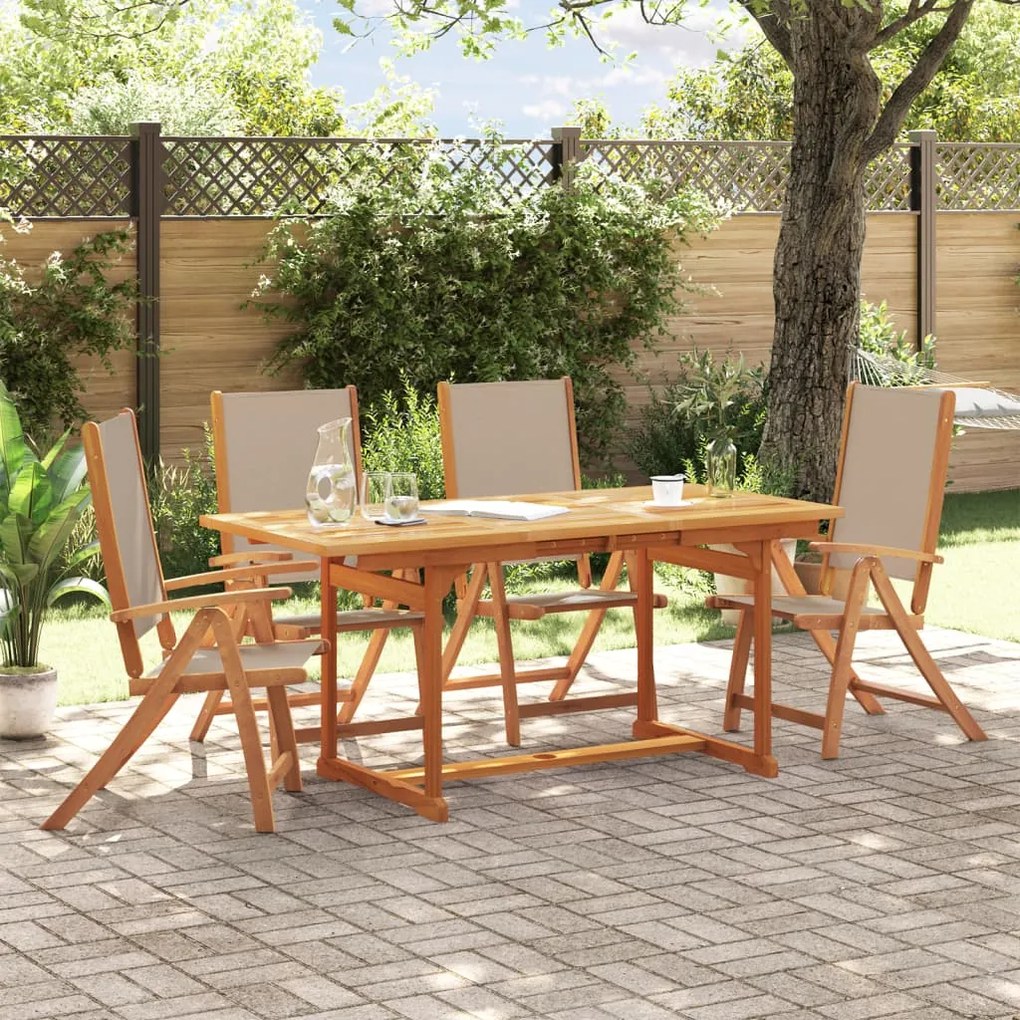 3279324 vidaXL Set mobilier de grădină, 5 piese, lemn masiv acacia/textilenă