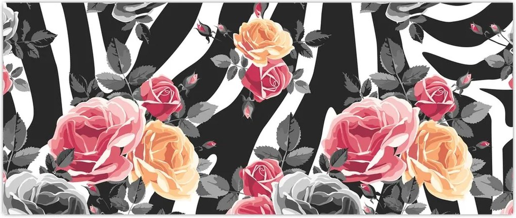 Tablou cu trandafiri înfloriți (120x50 cm)