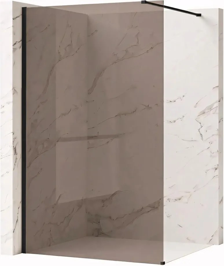 Paravan de dus fumuriu Rea Flexi Brown 120 cm negru