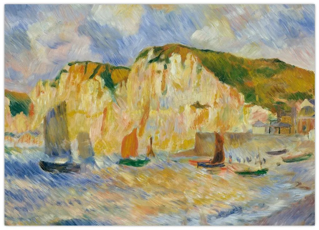 Tablou pe sticlă - Auguste Renoir, Sea and Cliffs, reproducere (70x50 cm)