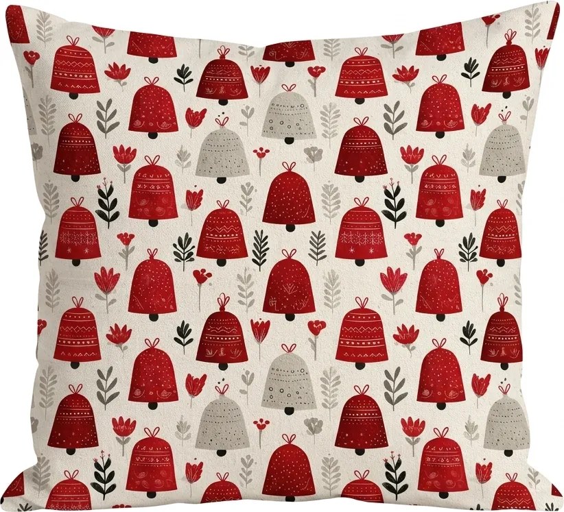 Fata de perna din bumbac CHRISTMAS BELLS 45x45 cm, colorat