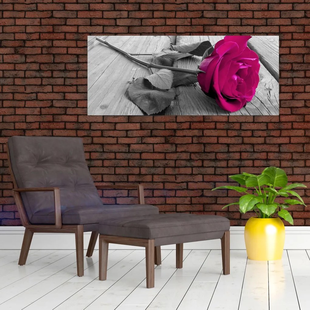 Tablou - Trandafir roz (120x50 cm)