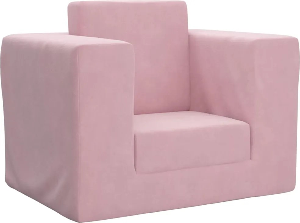 vidaXL Canapea extensibilă pentru copii, roz, pluș moale