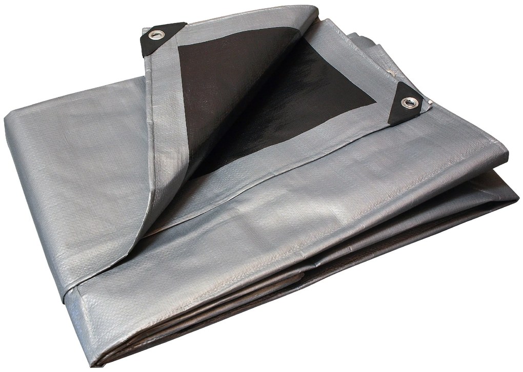 Prelată negru-argintiu 10x20 m 260 g/m2