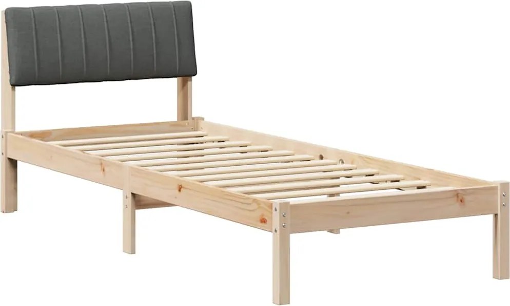 vidaXL Cadru de pat maro și gri închis 75 x 190 cm Lemn masiv de pin