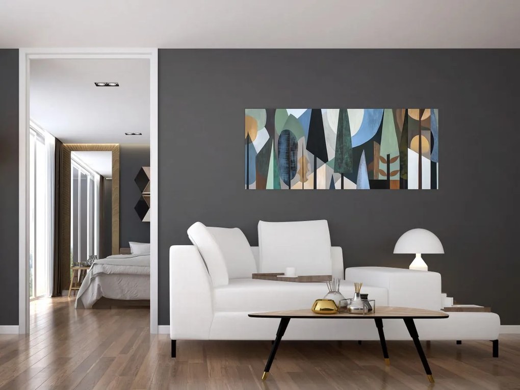 Tablou - Abstracție geometrică naturală II. (120x50 cm)