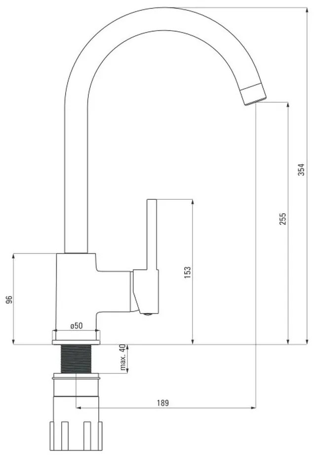 Baterie chiuveta bucatarie alb mat, monocomanda, Deante Milin Alb mat