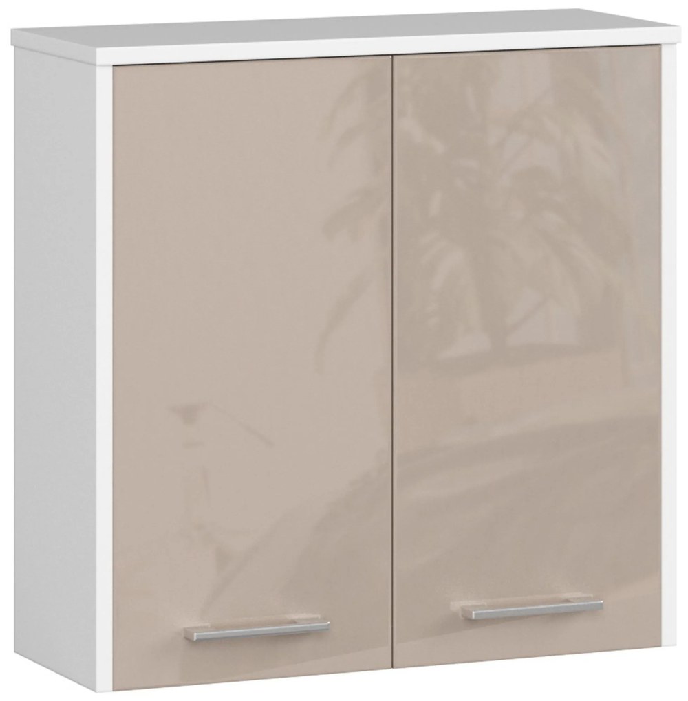 Dulap de baie suspendat Farid TYP5 (Alb + cappuccino lucios). 1069887