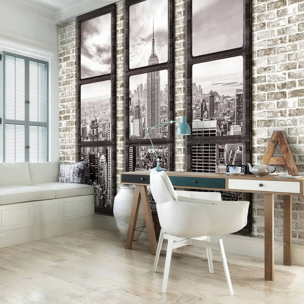 Fototapet - New York - privire din geam (152,5x104 cm)
