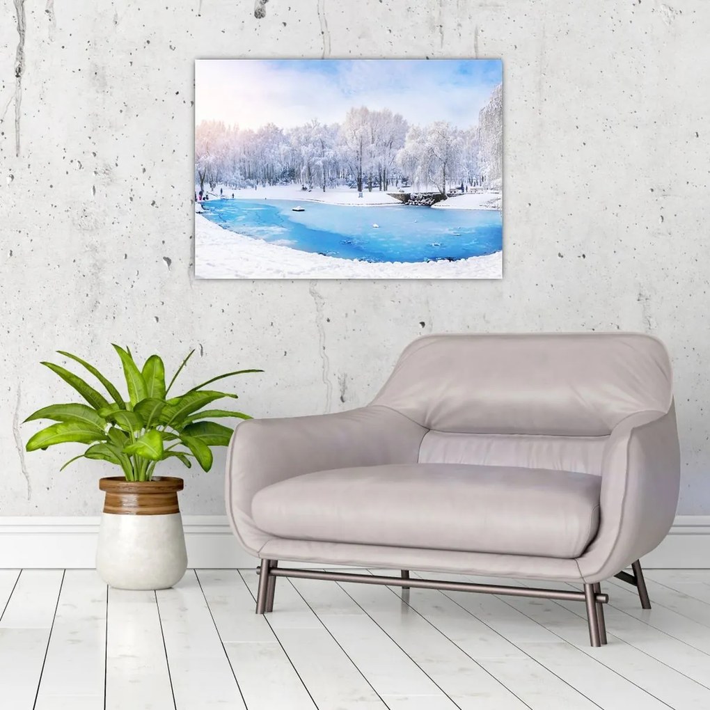 Tablou pe sticlă - Lac de gheață (70x50 cm)
