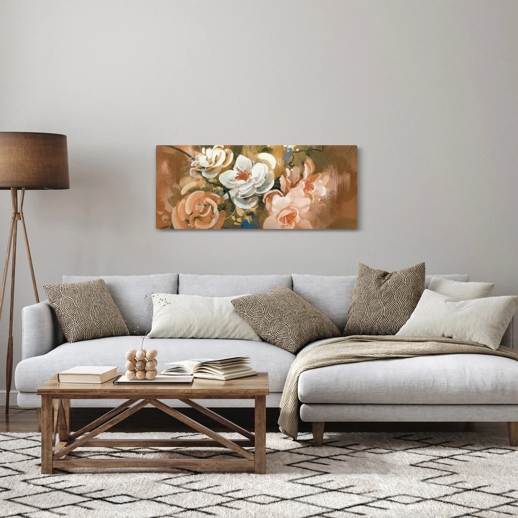 Tablou -Buchet de flori pictat (120x50 cm)