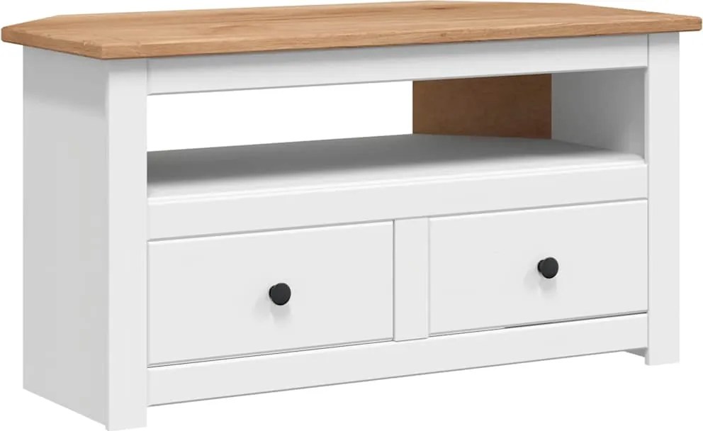 vidaXL Comodă TV de colț alb 93x49x49 cm lemn masiv pin gama Panama