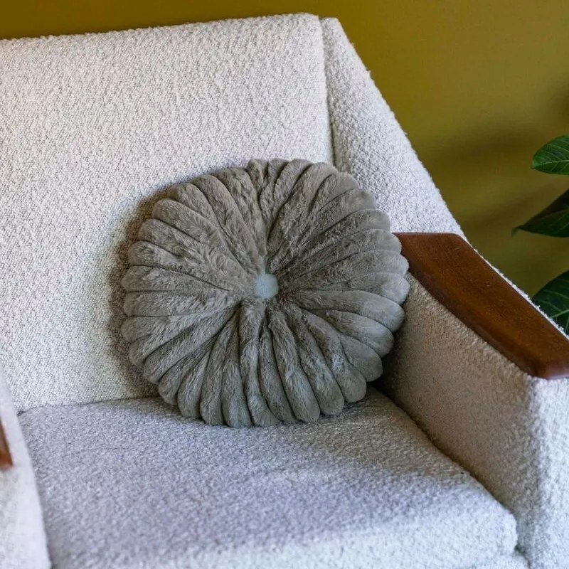 Pernă Flower, gri, diam. 38 cm