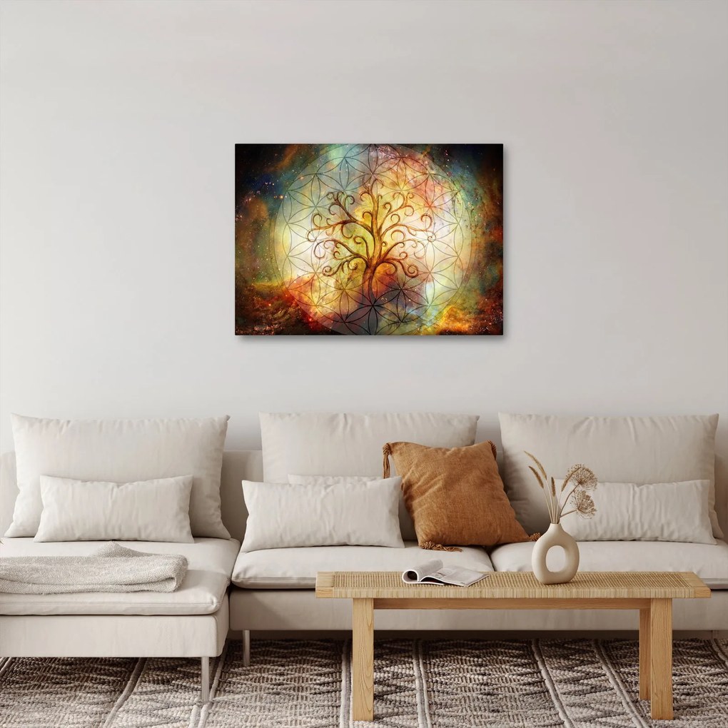 Tablou abstract cu copac (70x50 cm)