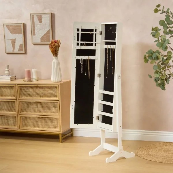 Atmosphera - Oglindă de podea KRISTIN cu cutie pentru bijuterii, 146,8x37 cm, albă