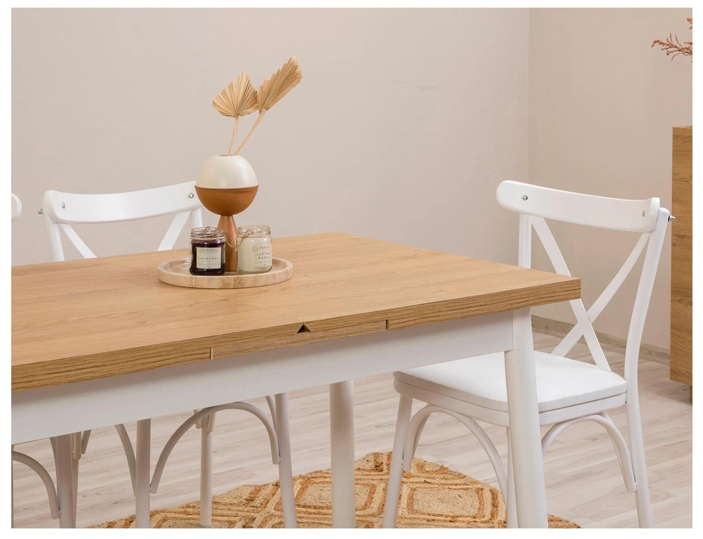 Set mobilier sufragerie Duvasa 26 (alb) (pentru 4 persoane). 1093811