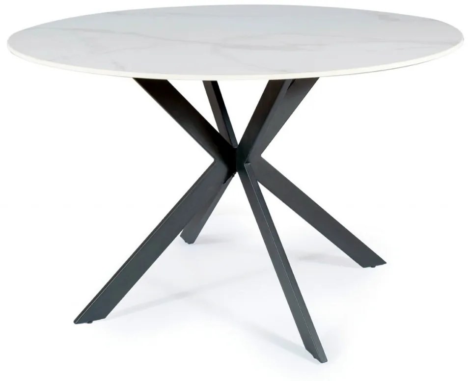 Masa rotunda Talia marmura alba/negru - d120 x h76 cm