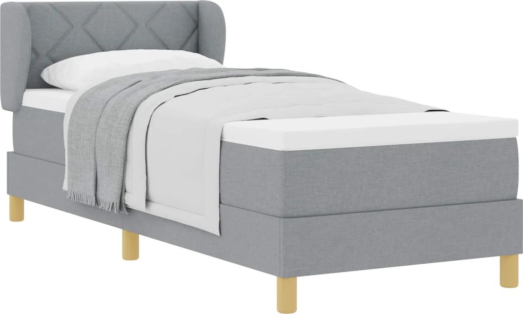 vidaXL Pat cu arcuri cu saltea Gri deschis 80 x 200 cm țesătură