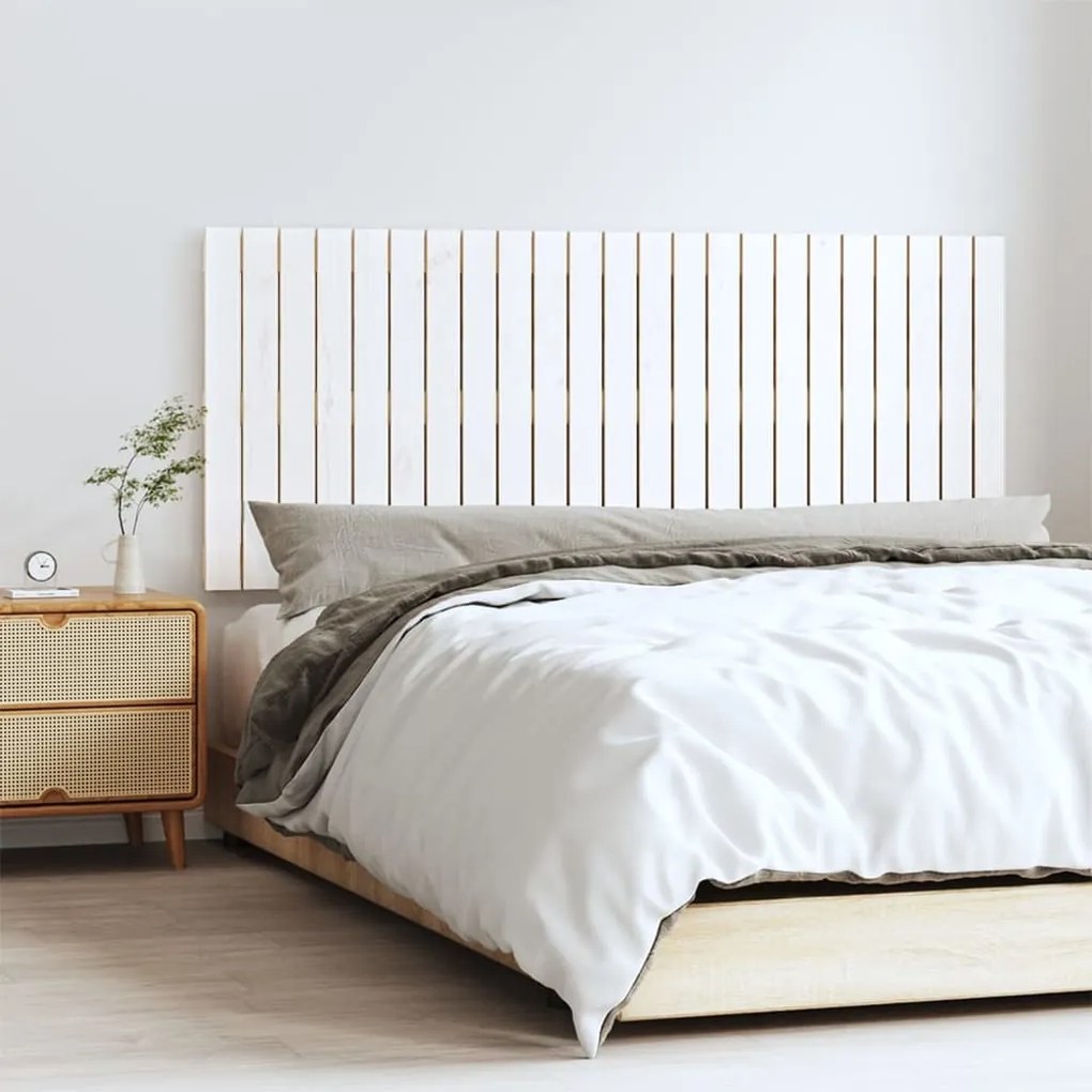 vidaXL Tăblie de pat pentru perete, alb, 147x3x60 cm, lemn masiv pin