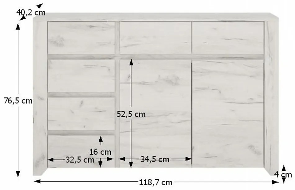 Comoda tip 42, alb craft, ANGEL