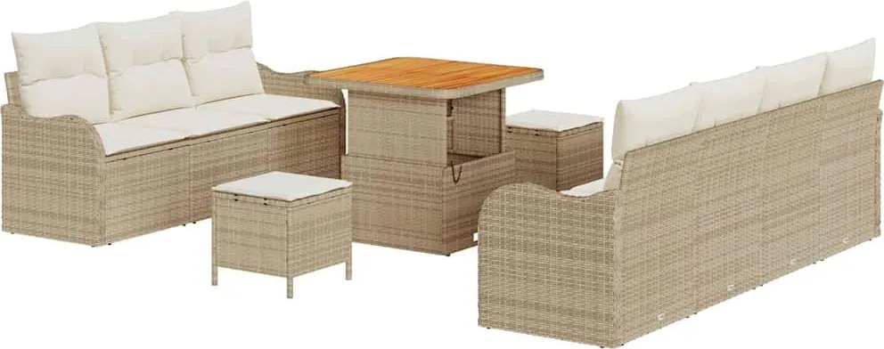 vidaXL Set de canapele pentru grădină cu pernă 10 pcs Bej și crem