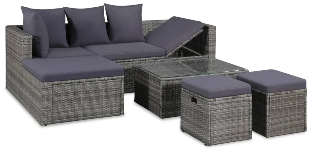 43956 vidaXL Set mobilier de grădină cu o canapea 14 buc. poliratan gri