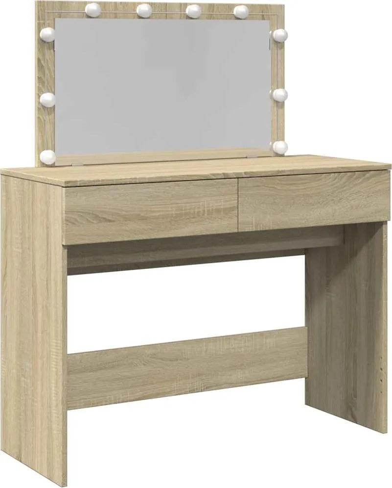 vidaXL Masă de toaletă cu LED, stejar sonoma, 100x40x120 cm