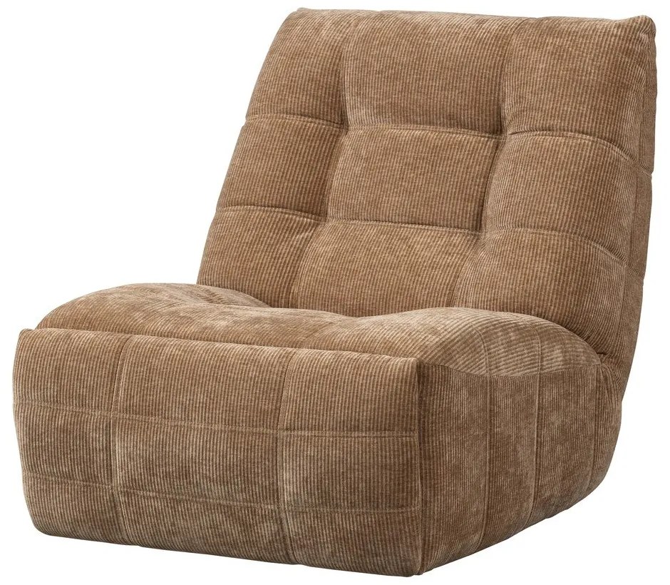 Fotoliu maro deschis reglabil de relaxare cu tapițerie din catifea reiată Hein – WOOOD