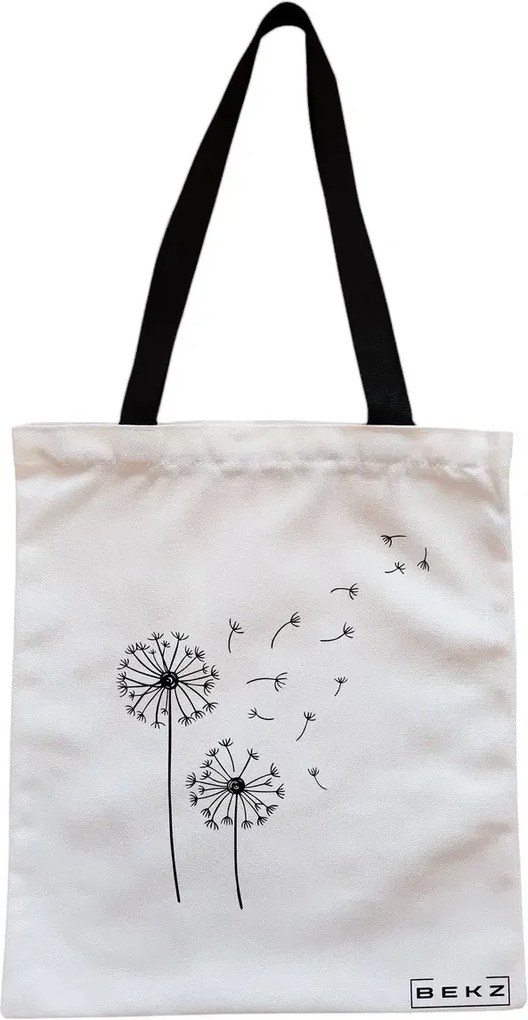 Sacosa de Panza pentru Cumparaturi, Geanta Tote, model Papadie Minimalisa, Cu fermoar, 38x34.5 cm, Alba, BEKZ®