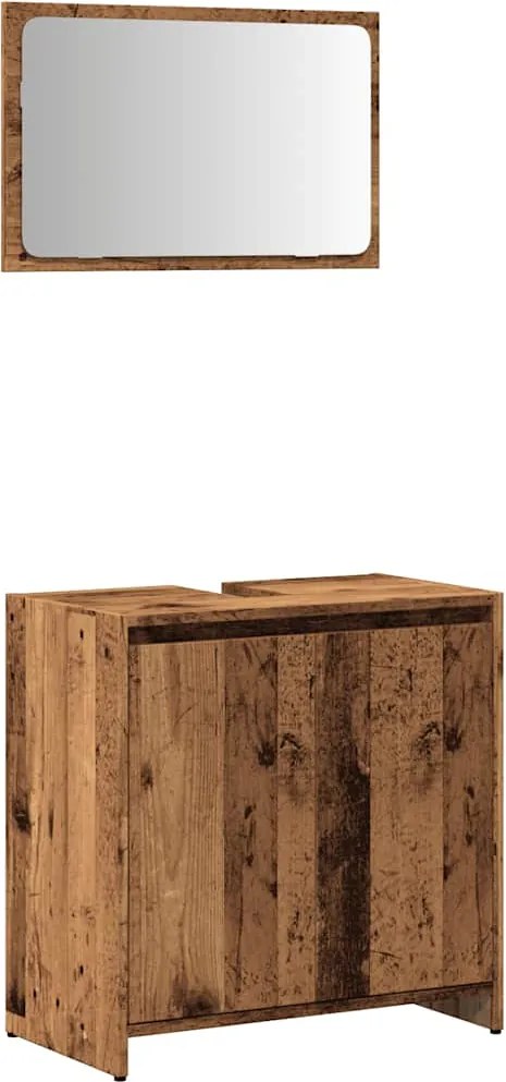 vidaXL Set mobilier de baie, 2 piese, lemn vechi, lemn prelucrat