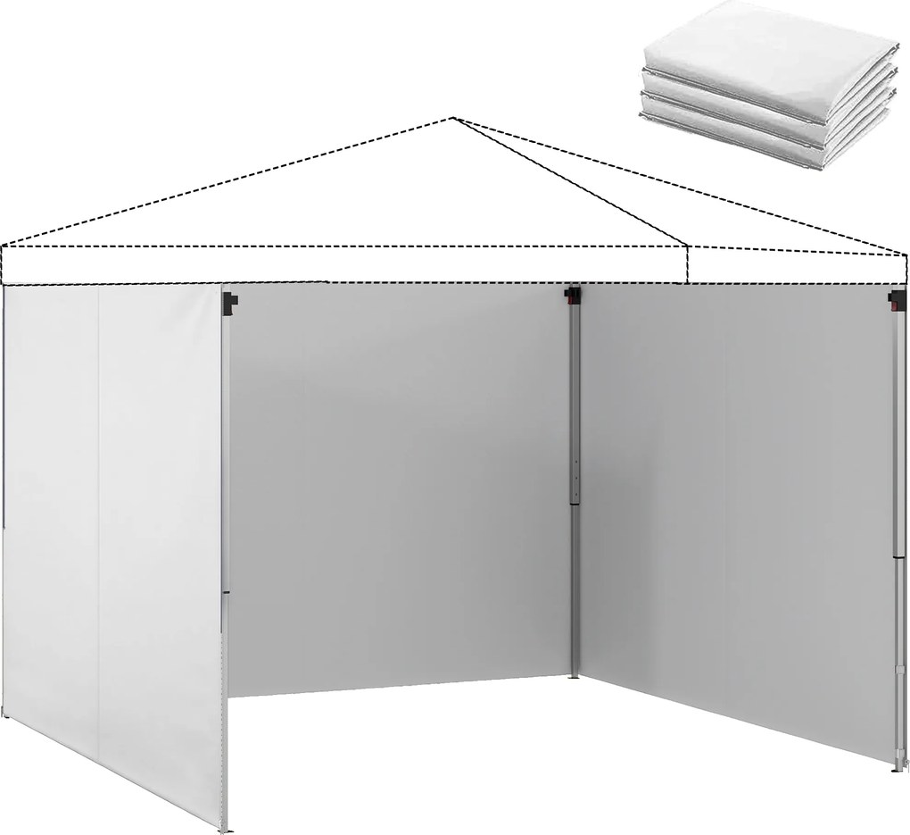 Outsunny 3 Panouri Laterale pentru Pavilioane 3x3 m 300x200 cm Panouri Laterale de Schimb din Pânză Oxford cu Fermoar Alb | Aosom Romania
