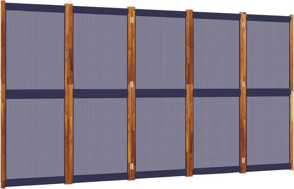 vidaXL Paravan de cameră cu 5 panouri, albastru închis, 350x180 cm