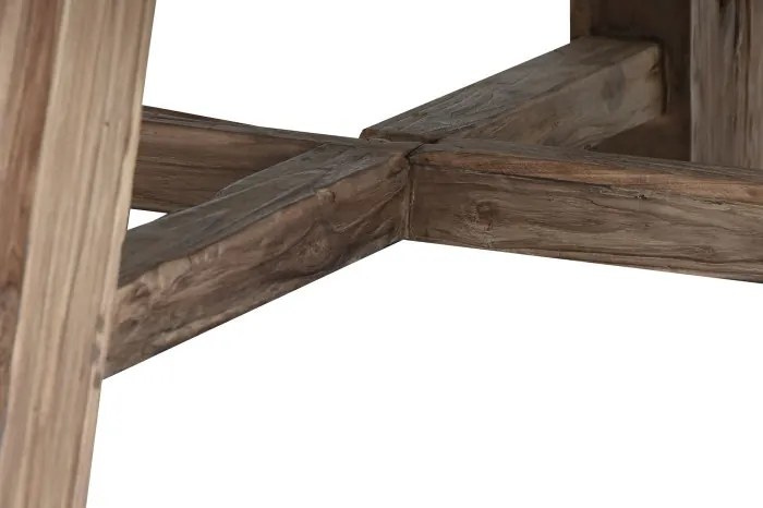 Măsuță de cafea rotundă din lemn de tec reciclat, natur, cu picioare masive, finisaj natural, 45 x 140 cm, „Tanor” – Ethnic Collections