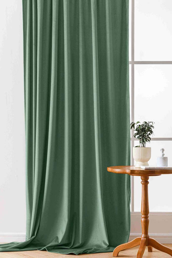Perdele opace VELVET mentol 140x250 cm (2 buc), inele metalice