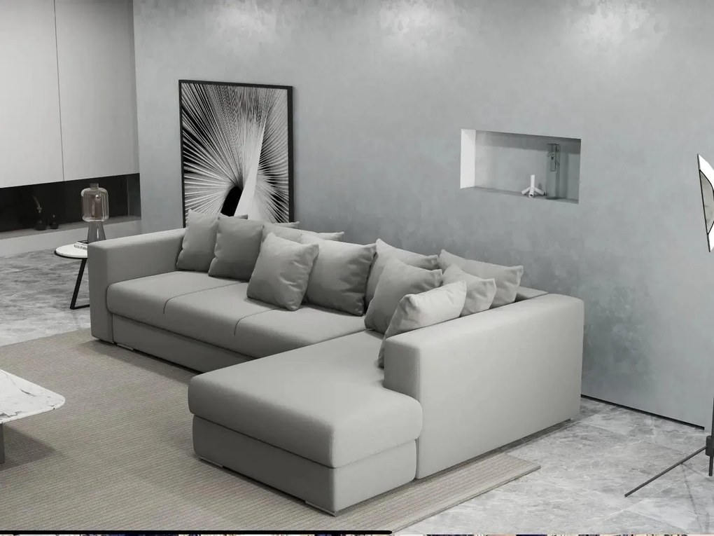 Colțar extensibil dumonde cu ladă de depozitare si sezut confortabil din spuma high-density, Gloria Royal Grey II 320x183 cm