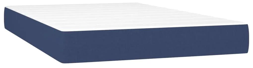 Pat box spring cu saltea, albastru, 120x200 cm, textil Albastru, 120 x 200 cm, Design cu nasturi
