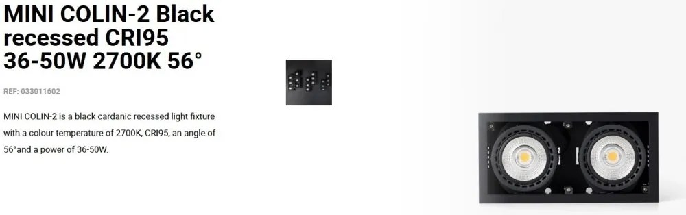 Spot LED incastrabil MINI COLIN-2 Black recessed CRI95 36-50W 2700K 56°