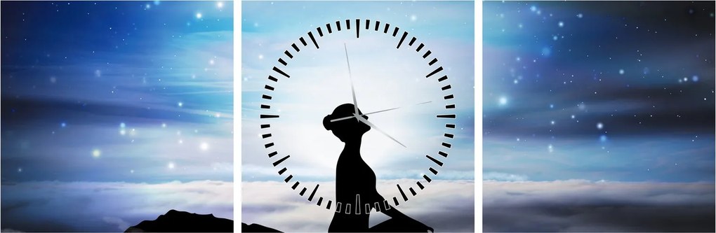 Tablou - Femaia meditând (cu ceas) (90x30 cm)