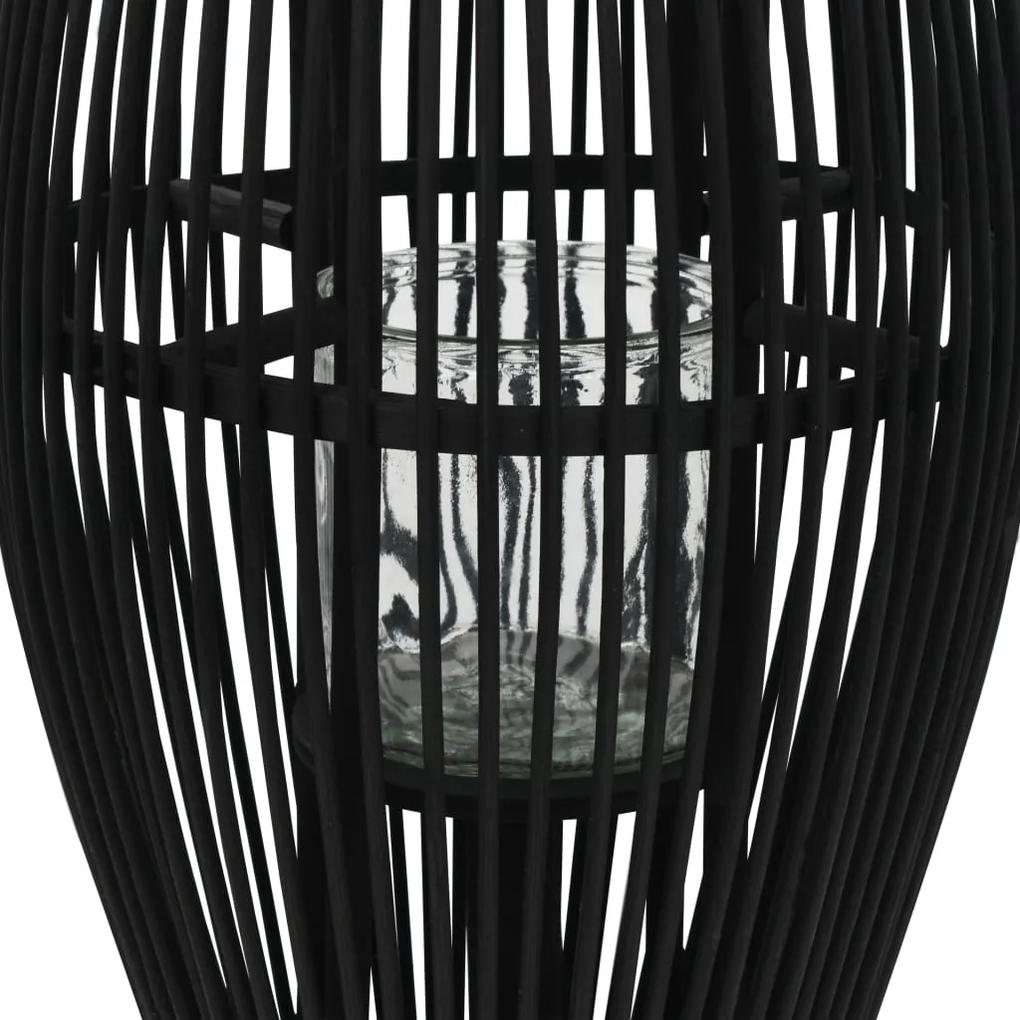 Suport de lumanari suspendat tip felinar, negru, 60 cm, bambus 1, 60 cm