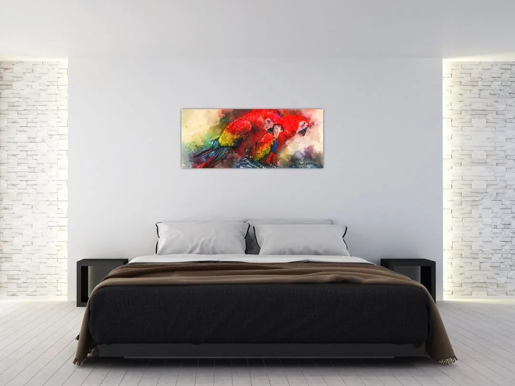 Tablou - Papagali roșii ara (120x50 cm)