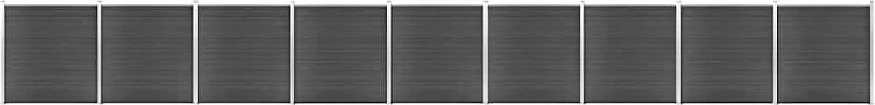 vidaXL Set de panouri de gard, negru, 1564x186 cm, WPC