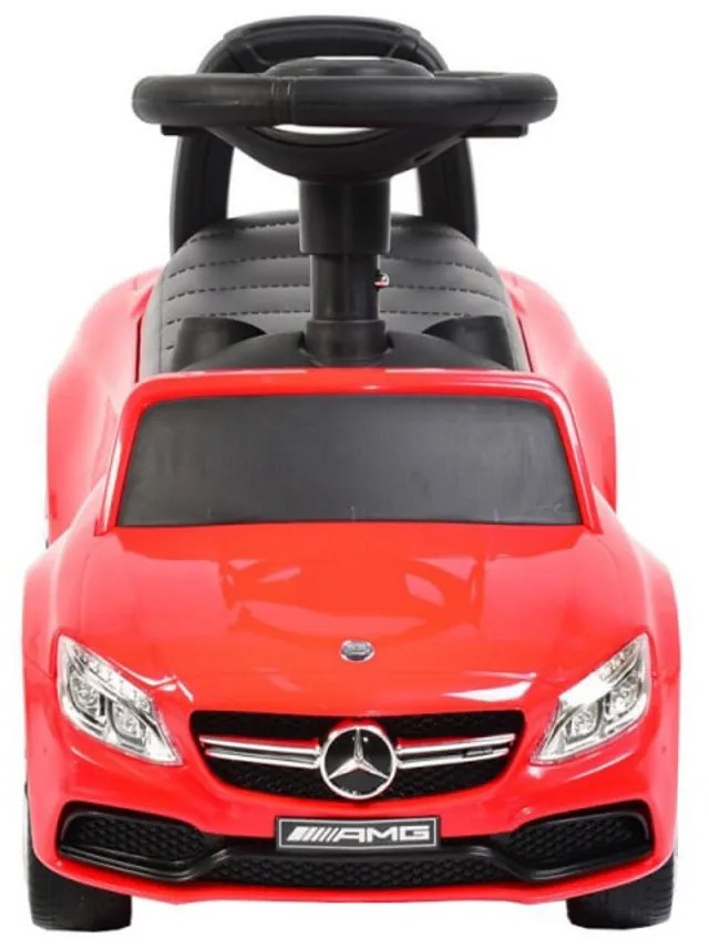 Masinuta cu functie de trotineta fara pedale NOVOKIDS™ Mercedes C63 AMG V8 Biturbo, Cu melodii si sunete, maxim 25 kg, Interior si exterior, Rosu