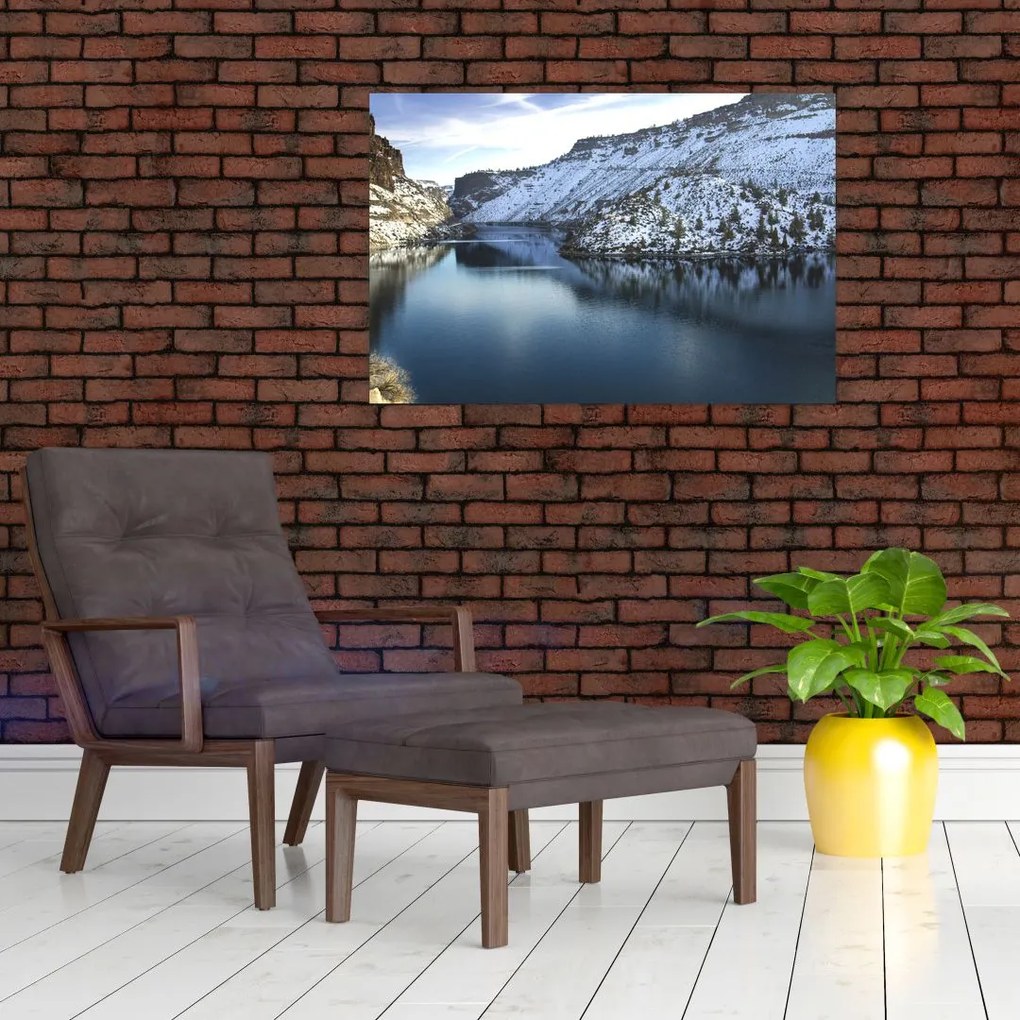 Tablou - peisaj de iarnă cu lac (90x60 cm)