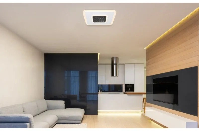 Plafoniera LED cu telecomanda design modern Gisell negru mat 46x46cm