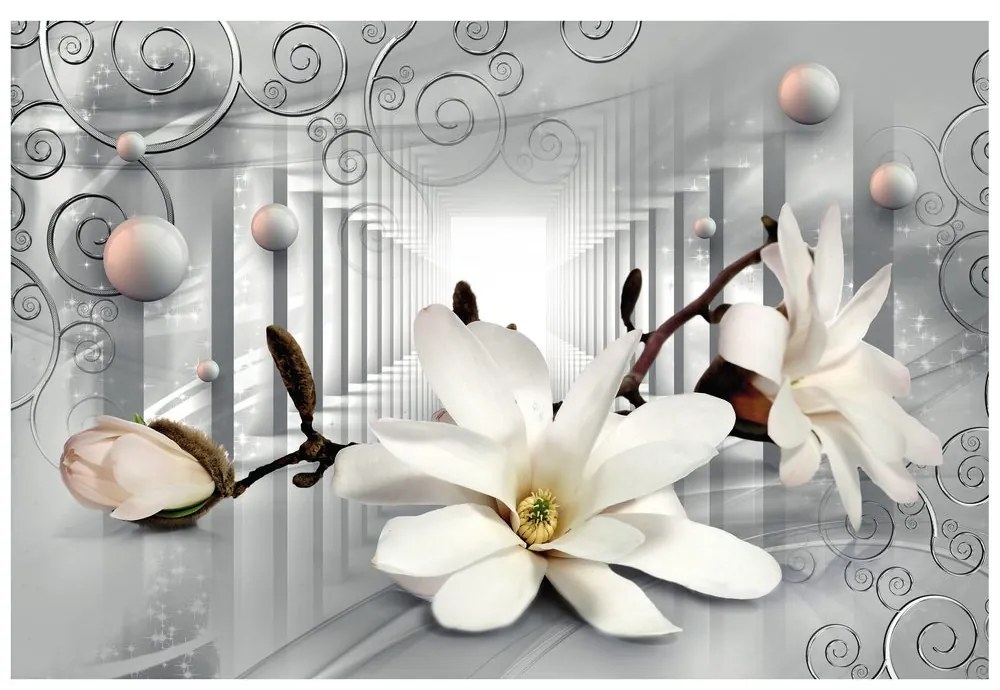 Tapet magnolie cu fundal abstract