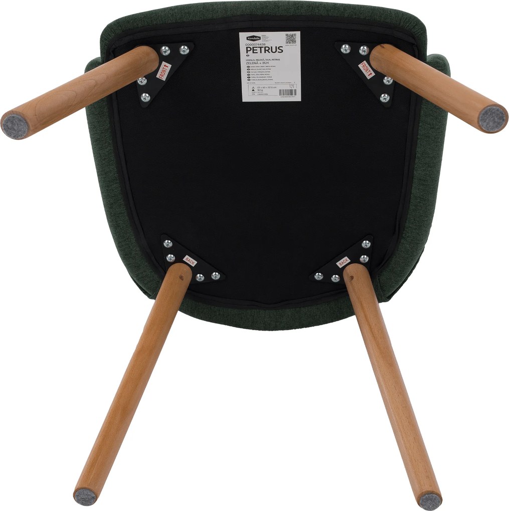 Fotoliu design, verde / fag, PETRUS