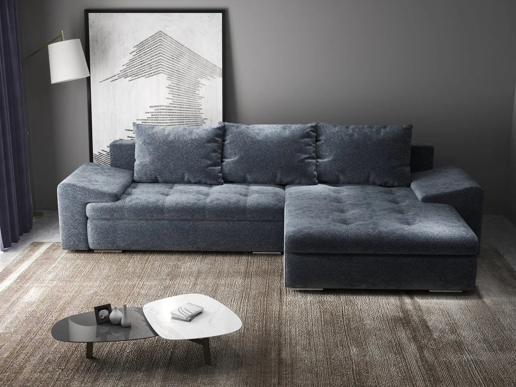 Colțar extensibil dumonde cu ladă de depozitare si sezut confortabil din spuma high-density, Leonardo Euphoria Grafit 260x185 cm II